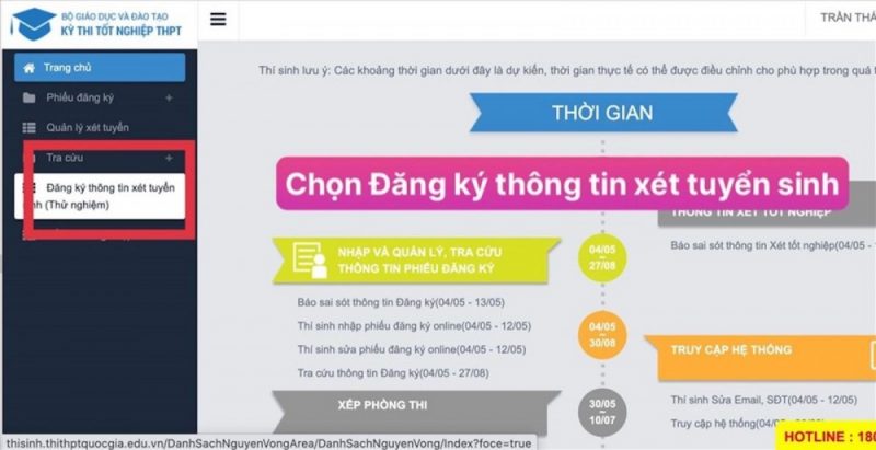 Bước 2: Tiến hành đăng ký xét tuyển