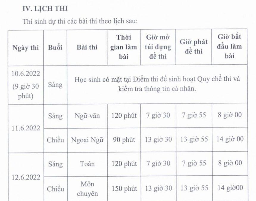 thi tuyển sinh lớp 10 ngày mấy